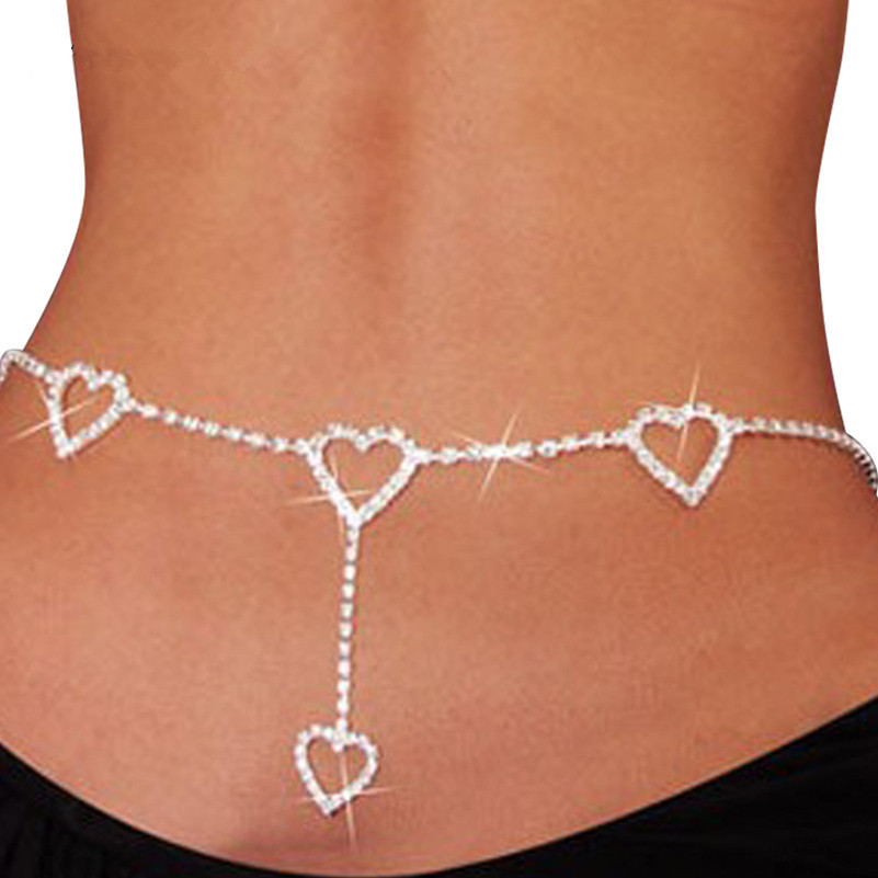 Photography Street - Fashionable Single-layer Heart Pendant Rhinestone Waist