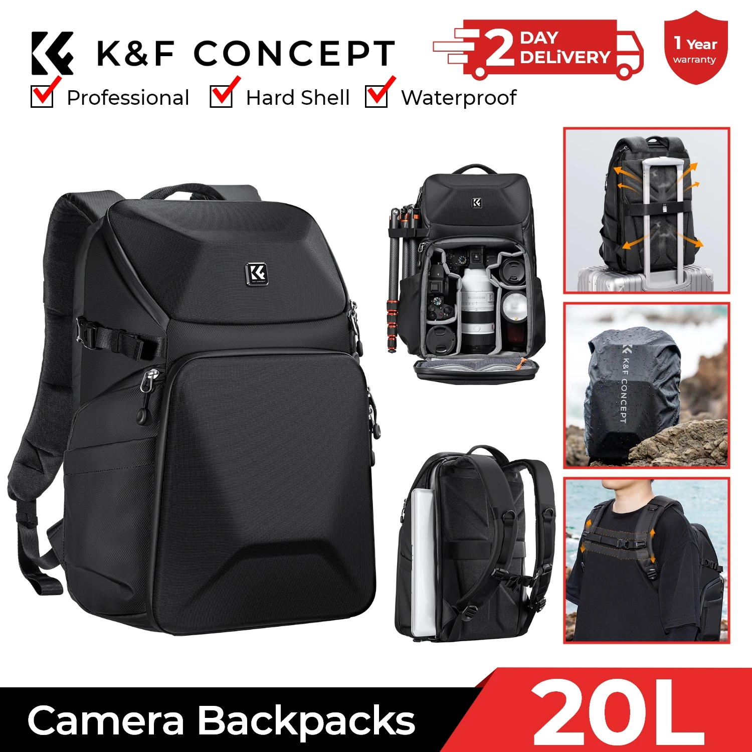 K&F CONCEPT 20L Camera Backpac - Photography Product ulasan dan harga