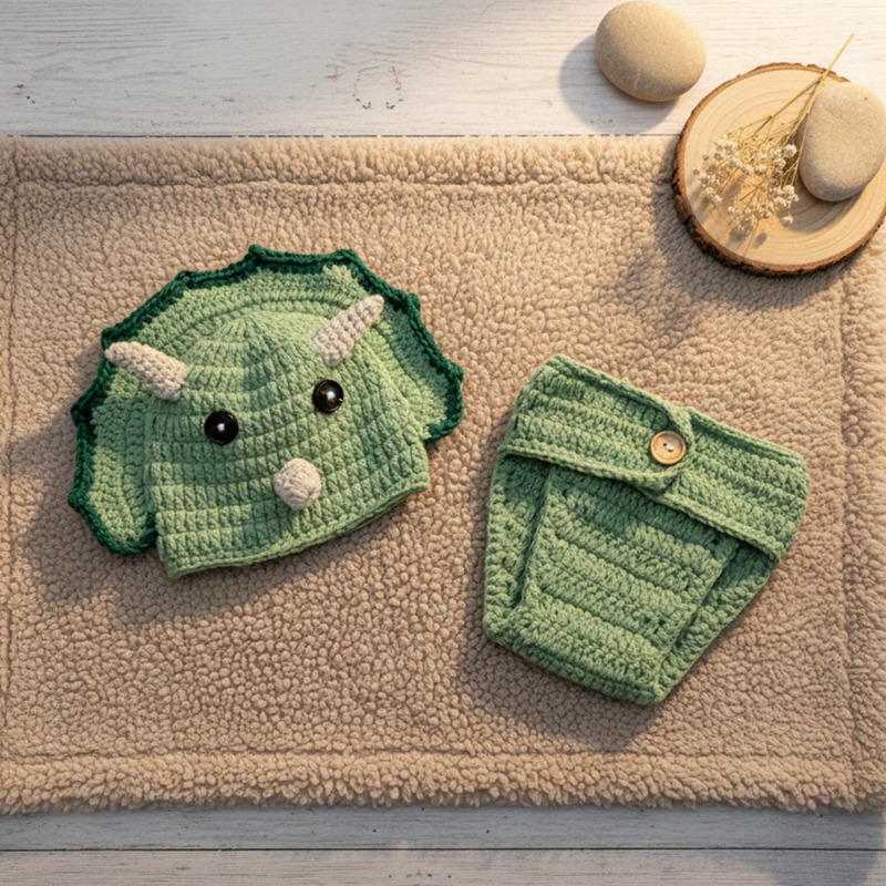 2pcs Crochet Dinosaur Newborn  - Photography Outfits ulasan dan harga