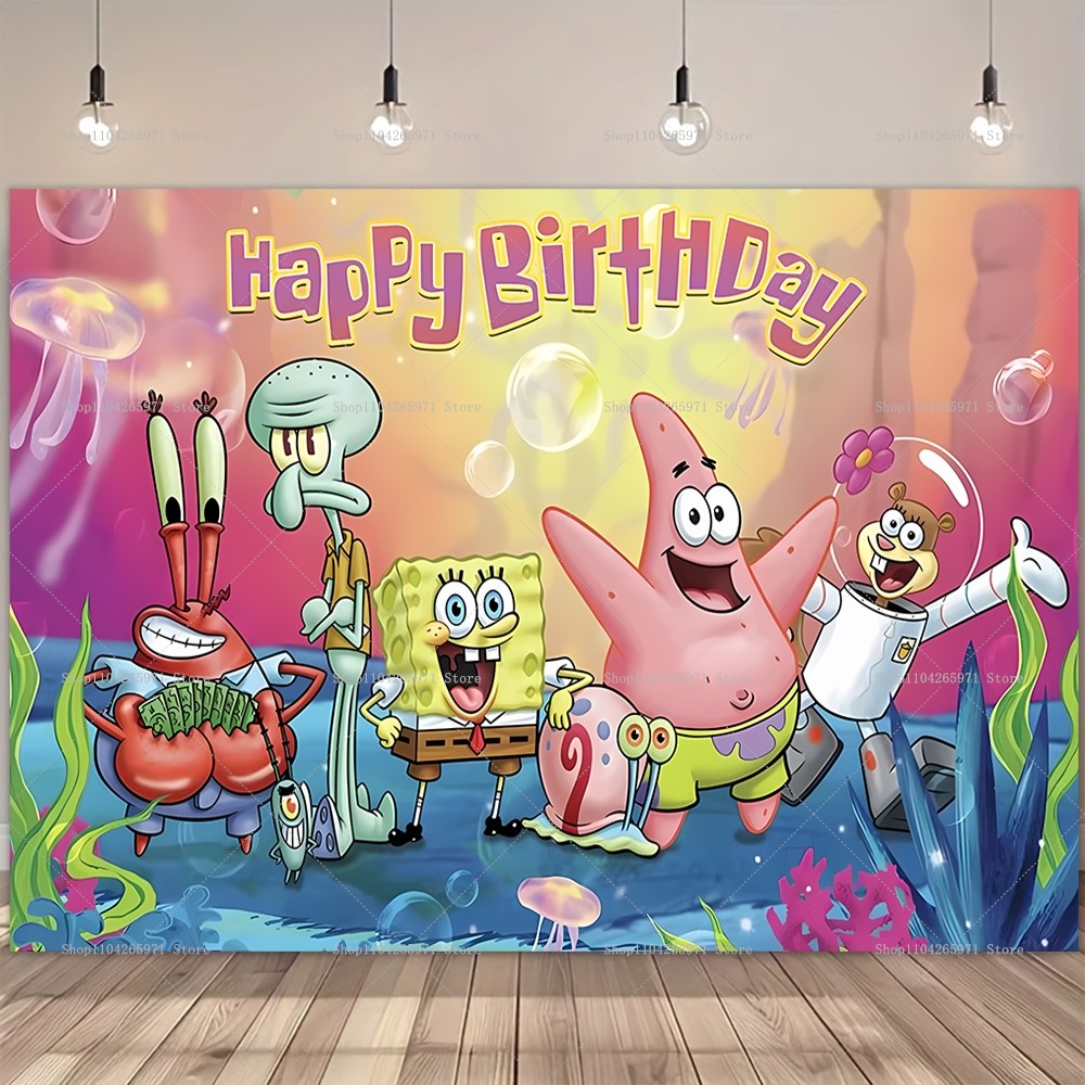 SpongeBob Party Backdrop Banne - Photography Sport ulasan dan harga