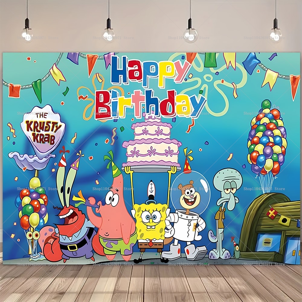 SpongeBob Party Backdrop Banne - Photography Sport ulasan dan harga