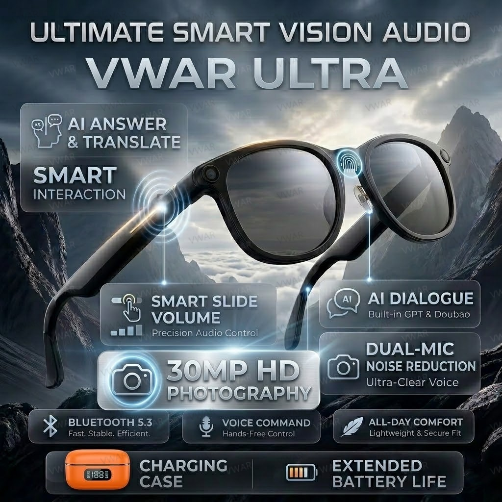 VWAR Smart Glasses with 3600mA - Photography Translate ulasan dan harga