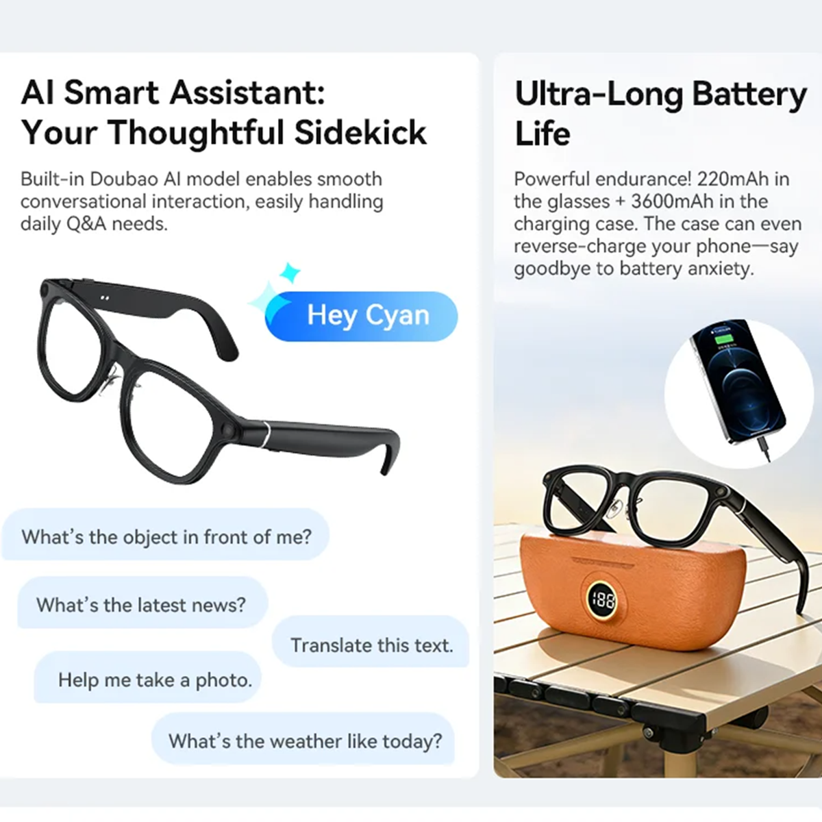 VWAR Smart Glasses with 3600mA - Photography Translate ulasan dan harga