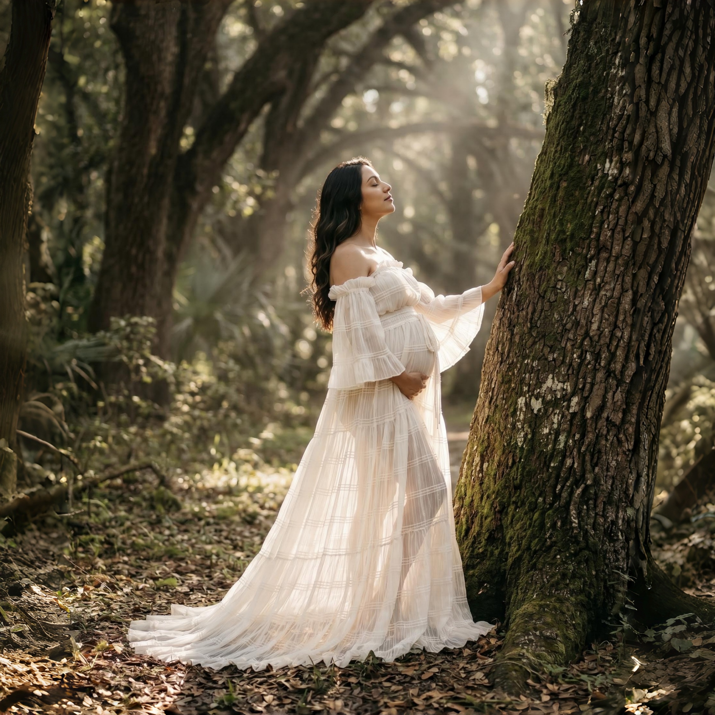 White Pleated Chiffon Maternit - Photography Outfits ulasan dan harga