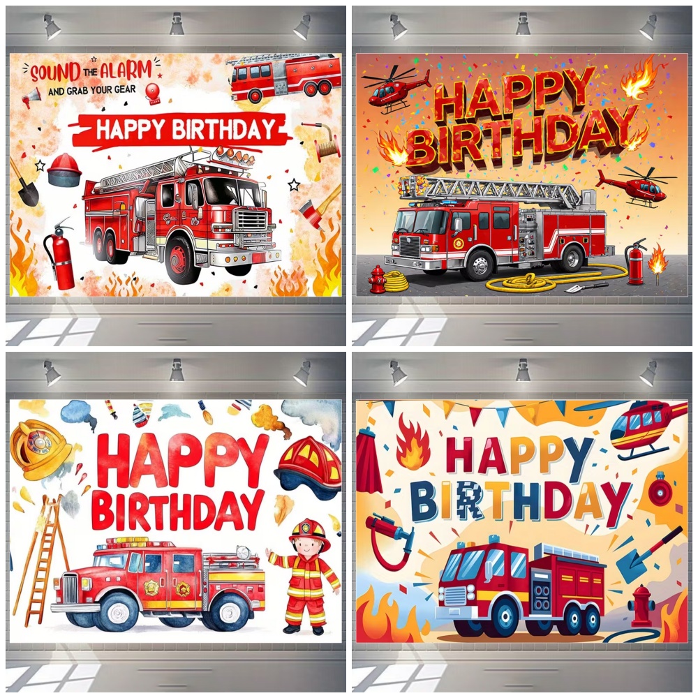 Cartoon Firetruck Theme Boy Bi - Photography Sport ulasan dan harga
