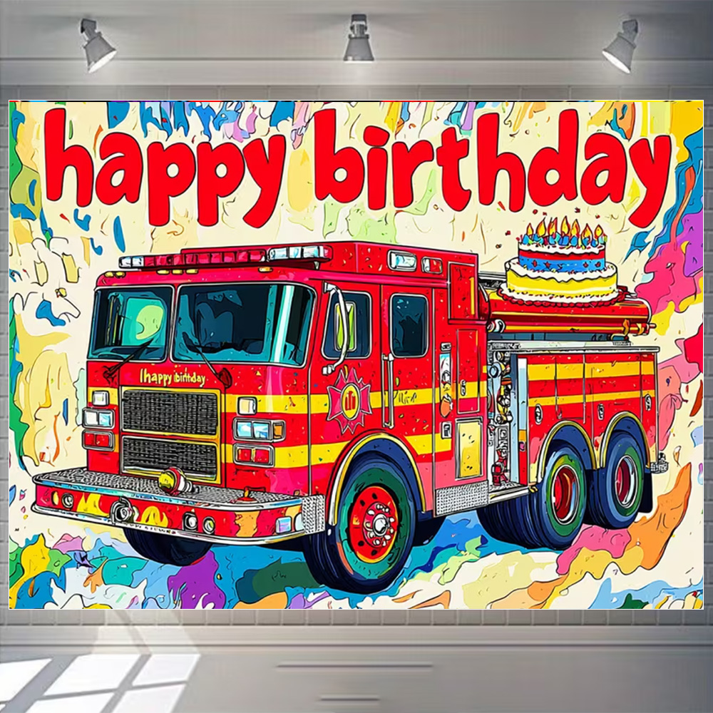 Cartoon Firetruck Theme Boy Bi - Photography Sport ulasan dan harga