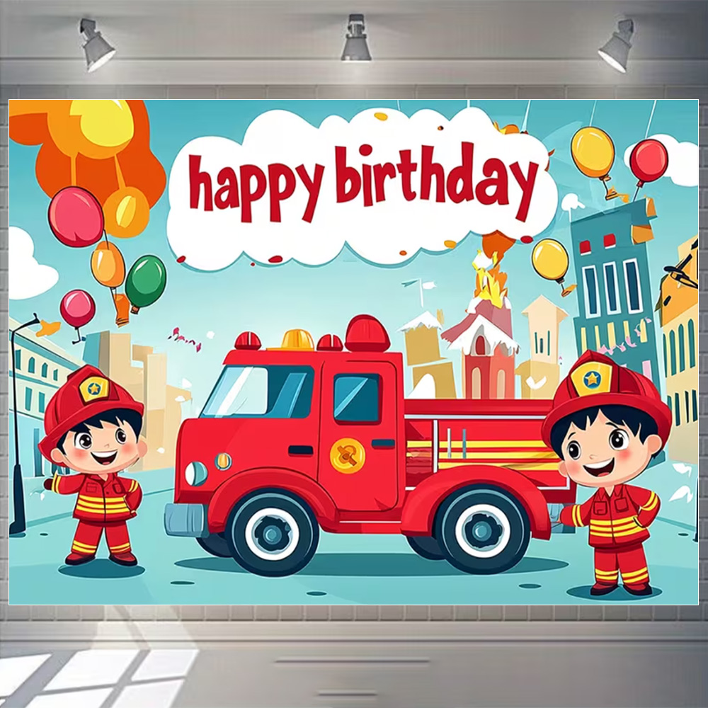 Cartoon Firetruck Theme Boy Bi - Photography Sport ulasan dan harga