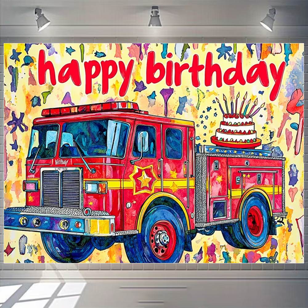 Cartoon Firetruck Theme Boy Bi - Photography Sport ulasan dan harga
