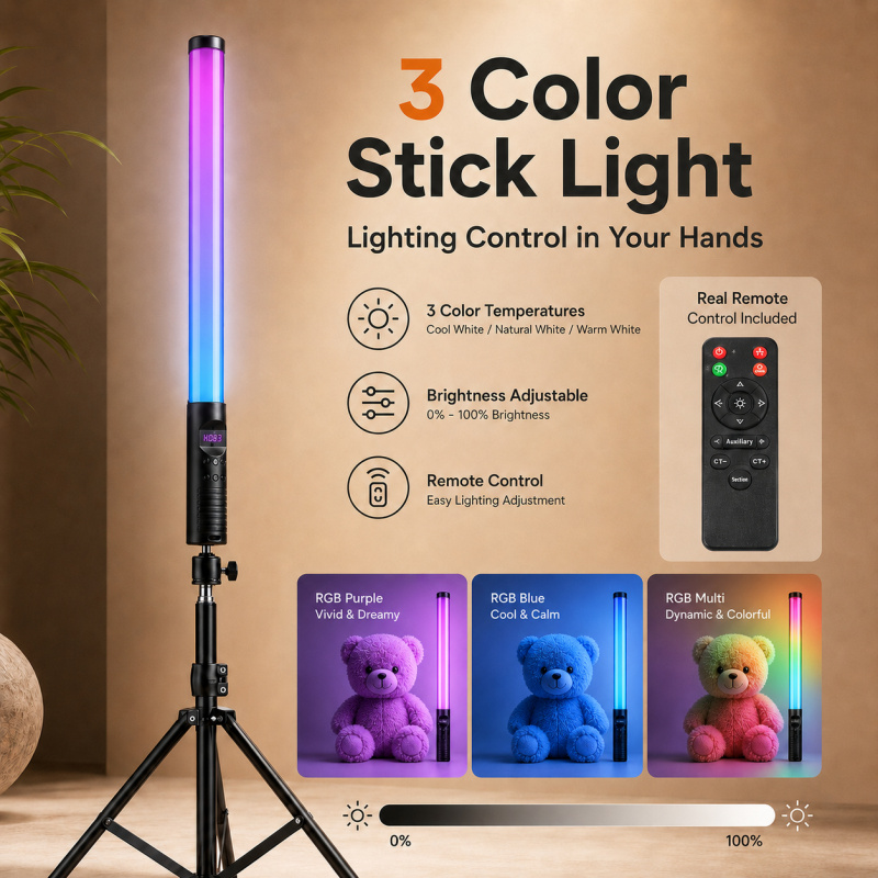 RGB Handheld Video Light Wand, - Photography Umbrella Lights ulasan dan harga