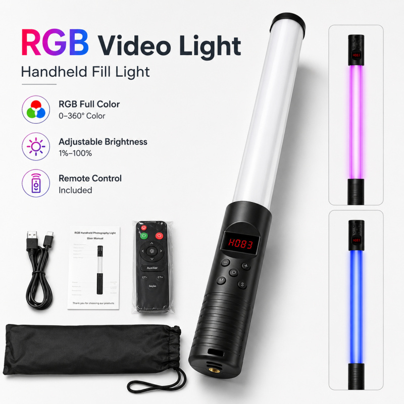 RGB Handheld Video Light Wand, - Photography Umbrella Lights ulasan dan harga
