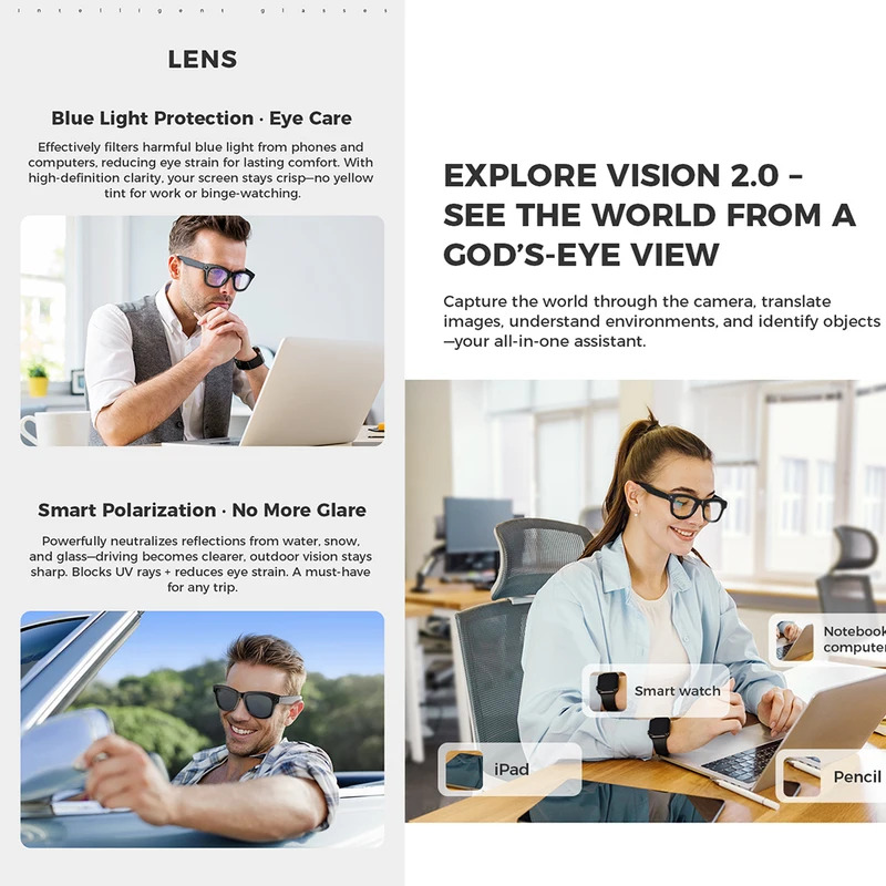 AI Smart Glasses M01 for Photo - Photography Translate ulasan dan harga