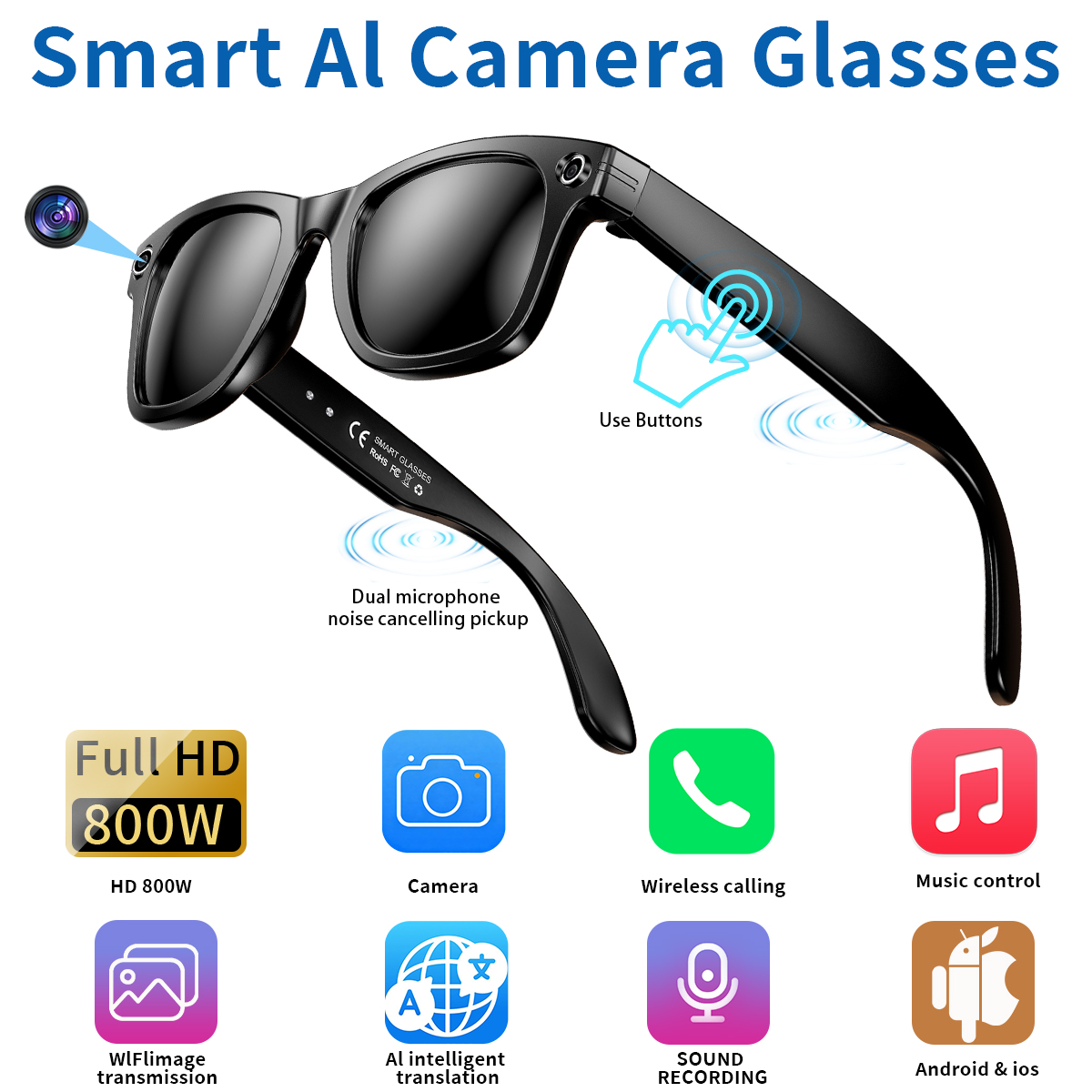LIGE New Smart Sunglasses with - Photography Translate ulasan dan harga