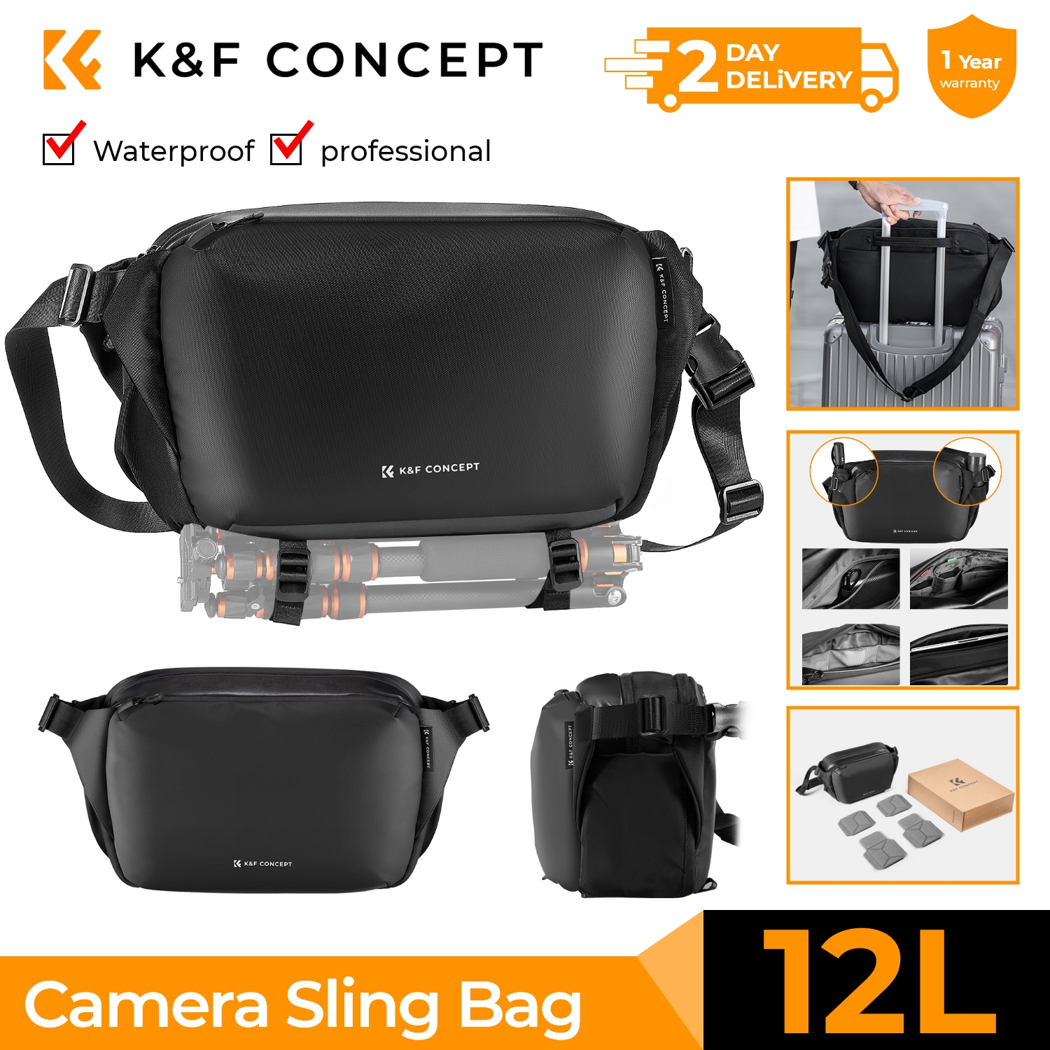 K&F CONCEPT 12L/10L Camera Sli - Lens Case Pouch ulasan dan harga