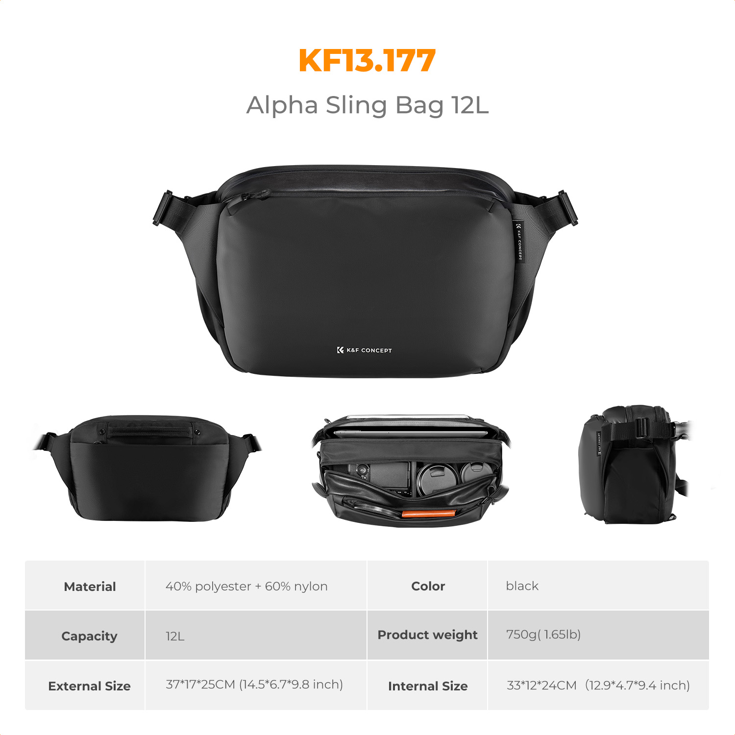 K&F CONCEPT 12L/10L Camera Sli - Lens Case Pouch ulasan dan harga