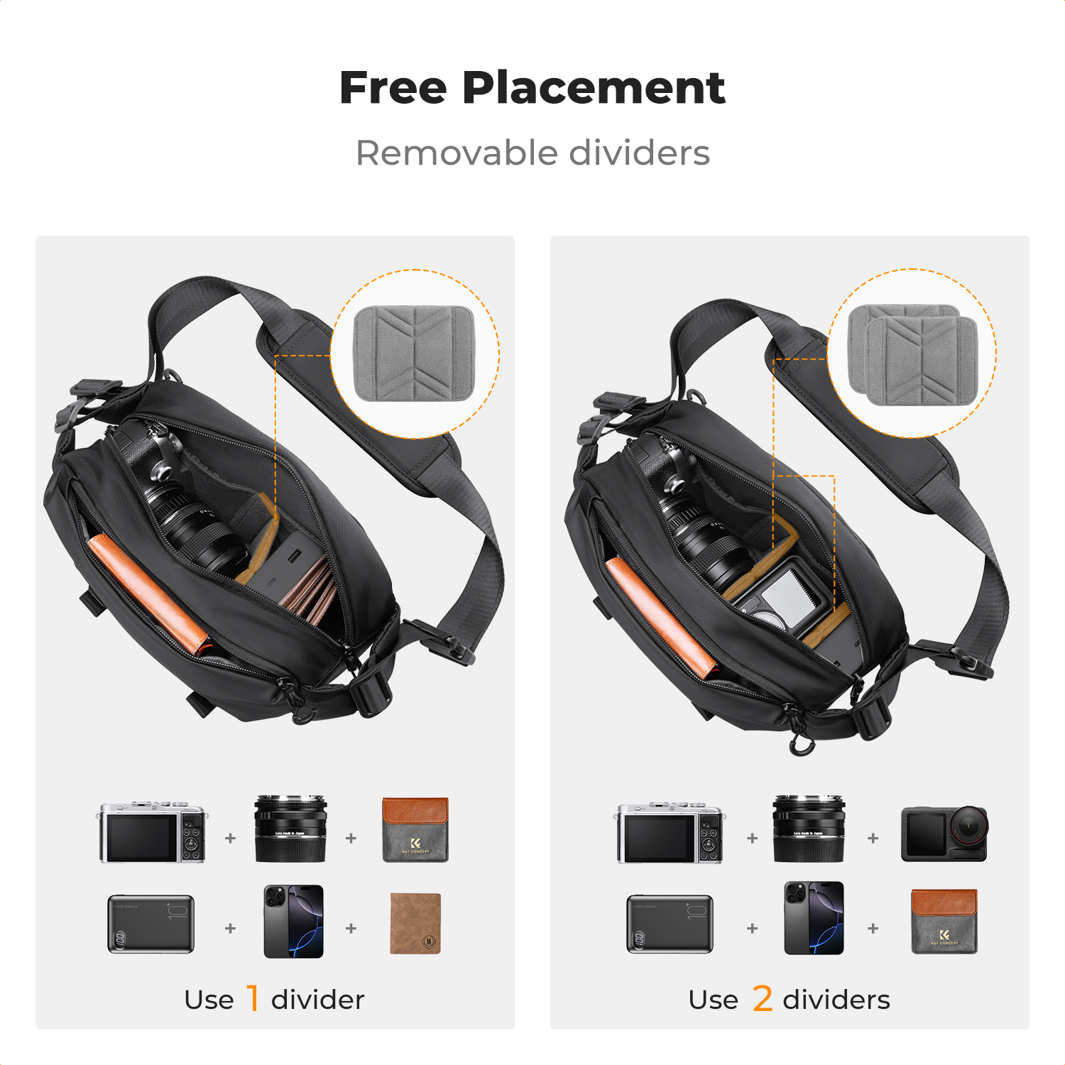 K&F CONCEPT 4L Camera Sling Ba - Lens Case Pouch ulasan dan harga