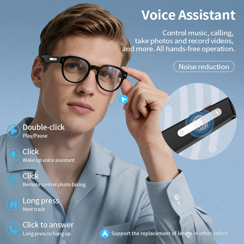 LIGE Smart Sunglasses Men with - Photography Translate ulasan dan harga