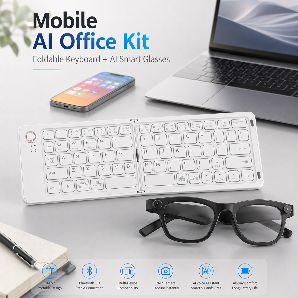 Smart Glasses with Foldable Ke - Photography Translate ulasan dan harga