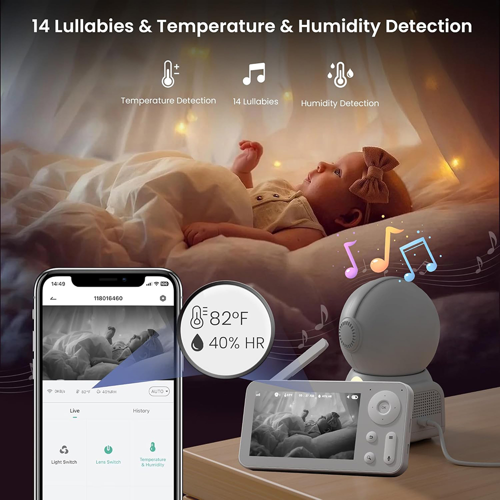 2K Baby Monitor with 2 Cameras - Photography Umbrella Lights ulasan dan harga