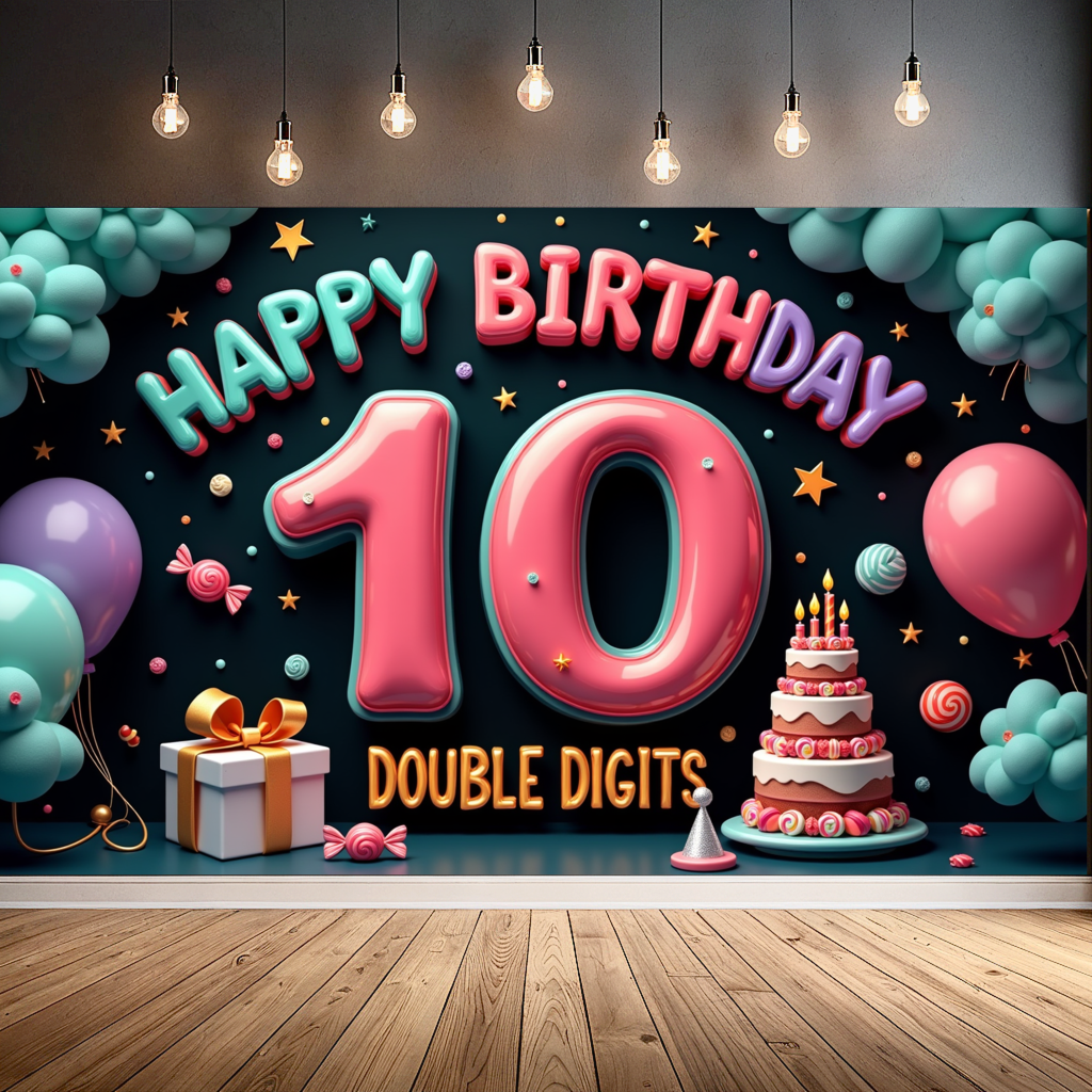 Polyester Happy 10th Birthday  - Photography Sport ulasan dan harga