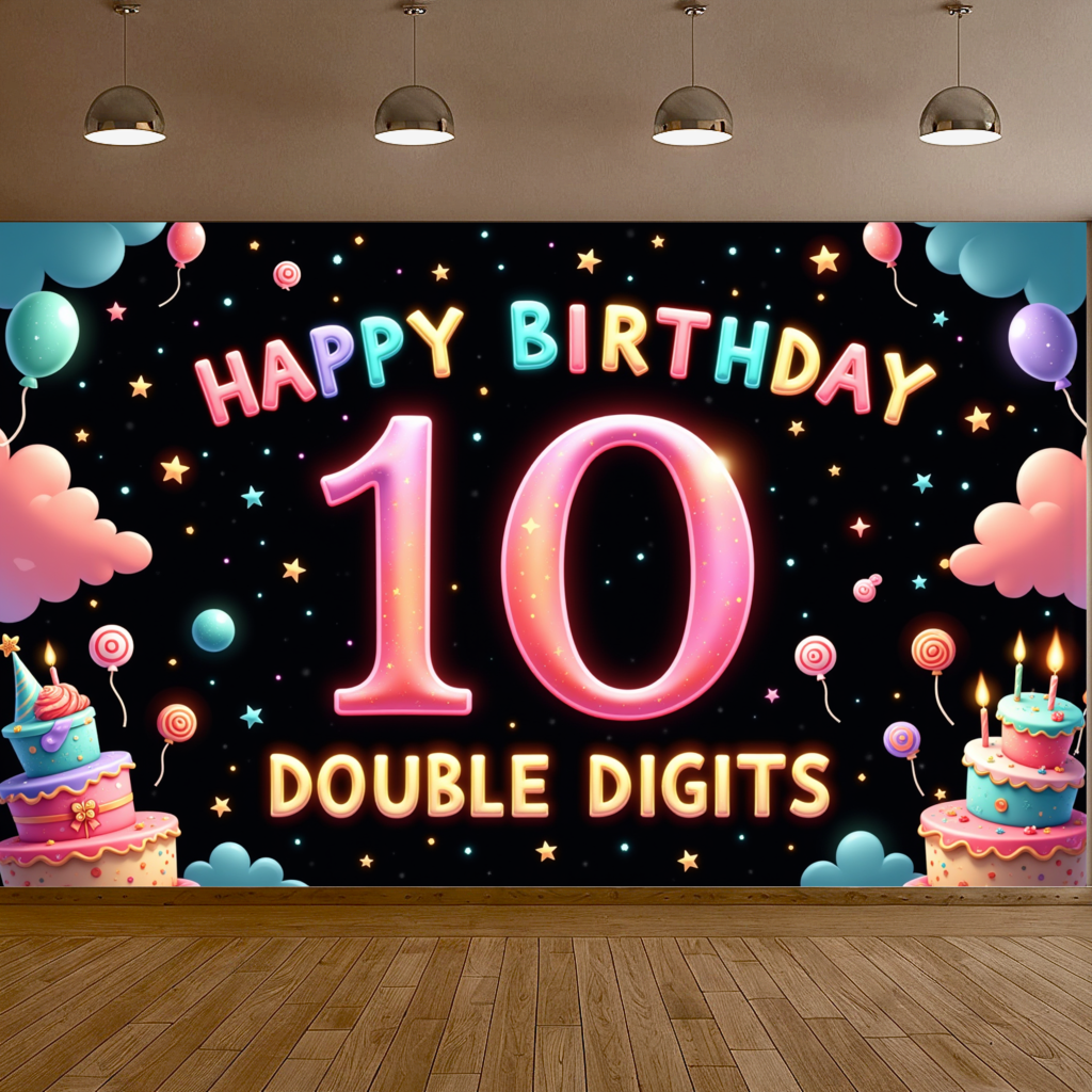 Polyester Happy 10th Birthday  - Photography Sport ulasan dan harga