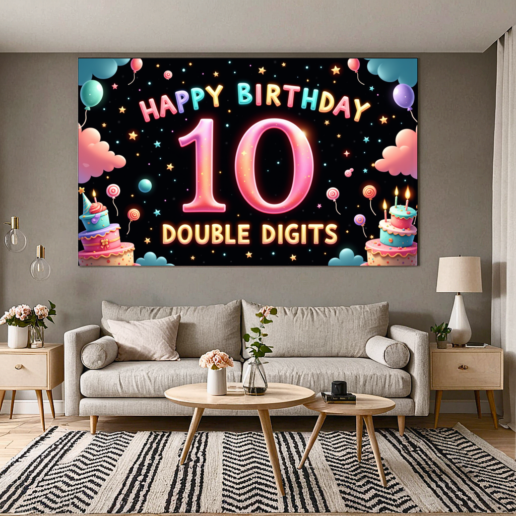 Polyester Happy 10th Birthday  - Photography Sport ulasan dan harga
