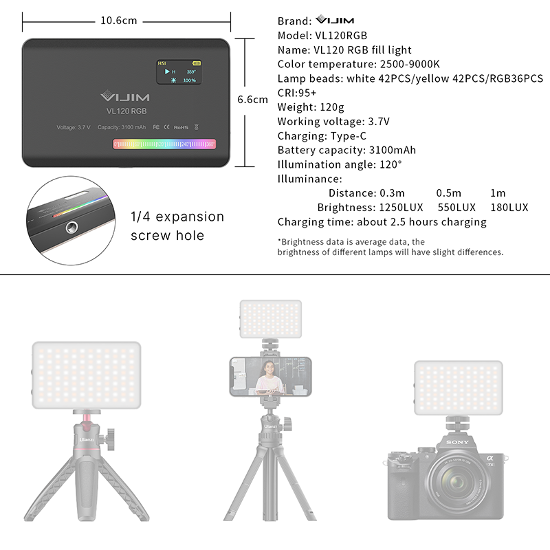 Ulanzi VL120 RGB Camera Video  - Photography Umbrella Lights ulasan dan harga
